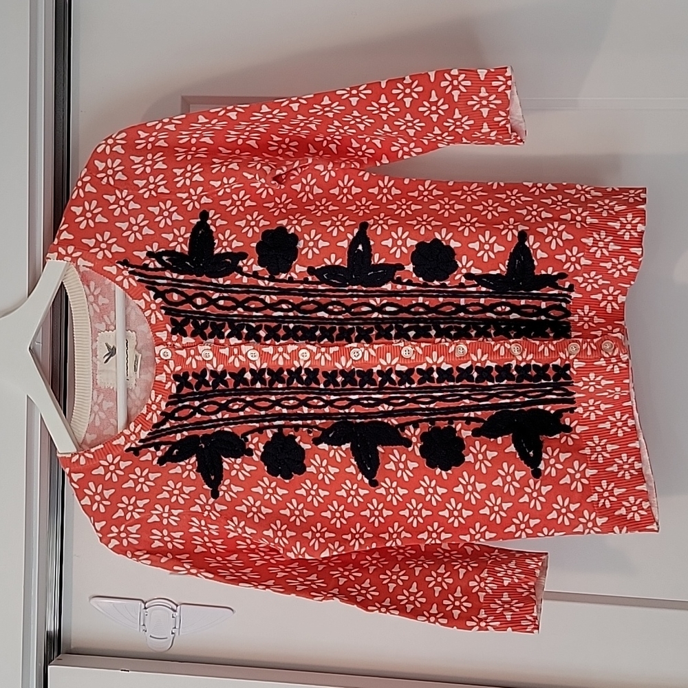 Anthropologie Tabitha Embroidered Cardigan Sweater Small